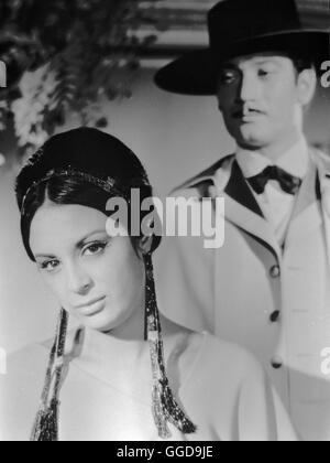 DER SCHATZ DER AZTEKEN / Les Mercenaires du Rio Grande BRD/Frankr/Italien 1964 / Robert Siodmak Bild: THERESA LORCA (Karia), GERARD BARRAY (Graf Alfonso)-Regie: Robert Siodmak aka. Les Mercenaires du Rio Grande Stockfoto