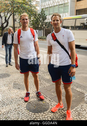 Team GB rowing team Vertreter George Nash (Bronze in London 2012) und Matt Langridge (Silber Bronze in Peking 2008-London) Stockfoto