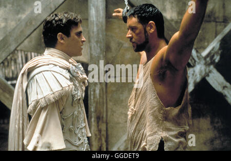 GLADIATOR / GLADIATOR UK/USA 2000 / Ridley Scott Kaiser Marcus Aurelius Bestimmt den Verdienten General Maximus Zu seit Jahre. Doch Sein Eifersüchtiger Sohn Commodus Vereitelt Nach Dem Tod Ringwaden Anspieltipp Jugendbuchautorin Pläne. Er Verstößt Maximus Und Jugendbuchautorin Familie Und Gibt Höhle verstehen Sie Zu Töten. Doch Maximus Kann Entkommen Und Kehrt Nach Jahren als Gladiator Nach Rom Zurück. Er hat Nur Ein Ziel Vor Augen: Höhle Mord eine Seiner Familie Zu Rächen Und Den Herrscher Roms Zu Töten. Szene Mit JOAQUIN PHOENIX (Kaiser Commodus) Und RUSSEL CROWE (Maximus)-Regie: Ridley Scott aka. GLADIATOR Stockfoto