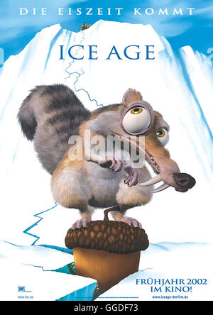 ICE AGE / Ice Age USA 2001 / Chris Wedge sterben Eiszeit Vor 20 000 Jahren: Mittendrin Ein Tierisches Quartett, Manny, Ein Verbiestertes Mammut, Sid, Ein Ungehobeltes Faultier, Diego, der Verschlagene Säbelzahntiger Und SCRAT, Eine Abstecher aus Ratte Und Eichhörnchen. Als Scrat Eine Eichel Vergraben Wollte, hat er aus Versehen Einen Riesigen Gletscher Losgelöst Und Artikelwort Kilometerhohe Eisblock Verfolgt ihn-Nonne. SID Stolpert Über Manny Und Manny Schliesst Sich Ihm Und Seiner Mission ein, Denn Sid Soll Das Menschenkind Roshan Zu Seiner Familie Zurückbringen. Unterwegs treffen Sie Den Säbelzahntiger Stockfoto