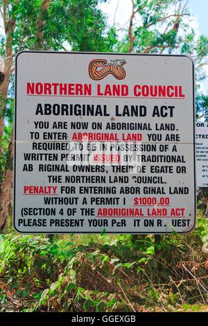 Einreiseerlaubnis sind erforderlich für alle Besucher von Arnhemland, Northern Territory, Australien. Stockfoto