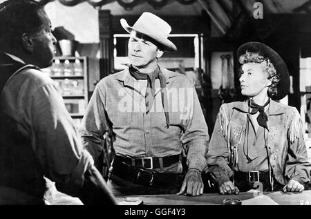 KÖNIGIN DER BERGE / Cattle Queen of Montana USA 1954 / Allan Dwan RONALD REAGAN (Farrell), BARBARA STANWYCK (Sierra Nevada Jones) Im Western: "Königin der Berge", 1954. Regie: Allan Dwan aka. Rinder-Königin von Montana Stockfoto