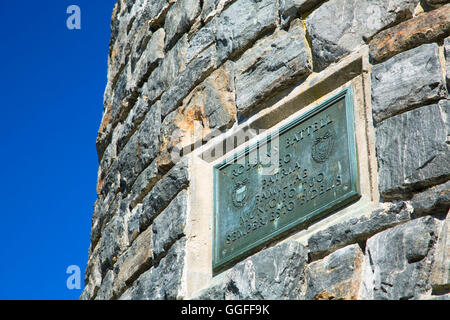 Memorial Tower Plaque, Heuhaufen Mountain State Park, Connecticut Stockfoto