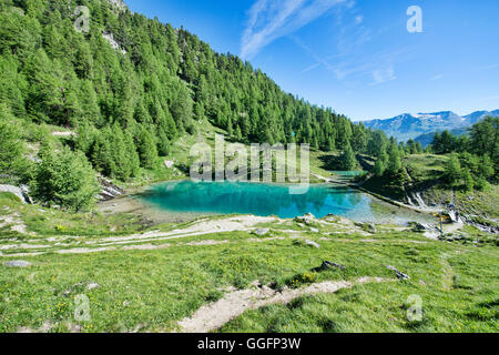 Malerischen Lac Bleu in der Nähe von Arolla, Val d'Hérens, Schweiz Stockfoto