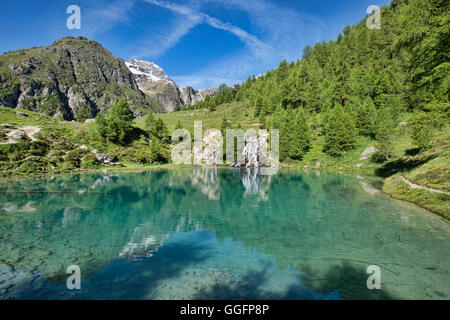 Malerischen Lac Bleu in der Nähe von Arolla, Val d'Hérens, Schweiz Stockfoto