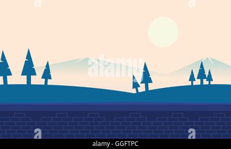 Landschaft-Hügel und Berg-Hintergründe-Abbildung Stock Vektor