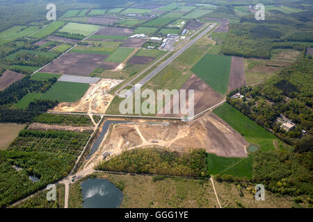 Luftaufnahme, Kiesgruben, Kies, Bergbau, Flugplatz Dinslaken Schwarze Heide, General Aviation, General Aviation, Flugplatz, Bottrop Stockfoto