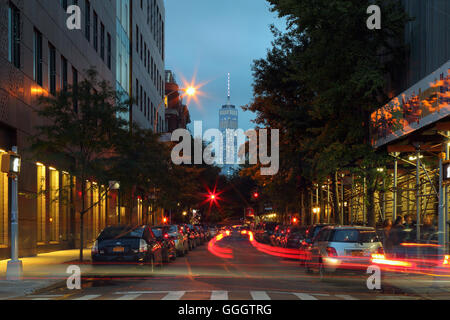 Geographie/Reisen, USA, New York, New York City, Blick vom Washington Square, das World Trade Center, Greenvich Village, nachts, Additional-Rights - Clearance-Info - Not-Available Stockfoto