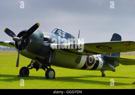 Grumman Martlet FM-2 (Wildcat) G-RUMW, JV579, in Duxford Cambridgeshire, Stockfoto