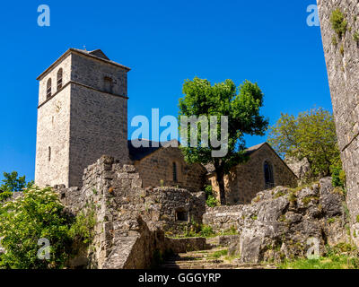 La Couvertoirade gekennzeichnet Les Plus Beaux Dörfer de France, Larzac Hochebene, Aveyron, Frankreich Stockfoto