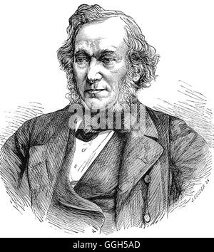 Richard Cobden (1804 – 1865) war ein englischer Hersteller und radikale und Liberal Staatsmann, verbunden mit zwei großen Freihandel Kampagnen, die Anti-Corn Law League und den Cobden-Chevalier-Vertrag - ein anglo-französischen Freihandelsabkommen unterzeichnet zwischen dem Vereinigten Königreich und Frankreich. Stockfoto