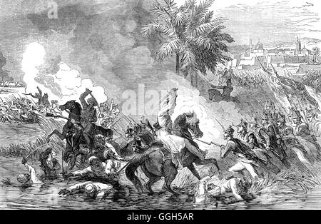 Britische Truppen drangen Jalalabad im Jahre 1838, während des ersten Anglo-Afghanischen Krieg. In 1842 Schlacht von Jellalabad belagert Akbar Khan die britischen Truppen auf dem Weg nach Jalalabad. Stockfoto