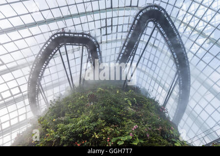 Singapur - Januar 15: Nachtansicht Supertree Grove Gardens an der Bucht am 15. Januar 2016 in Singapur. 101 Hecta überspannt Stockfoto