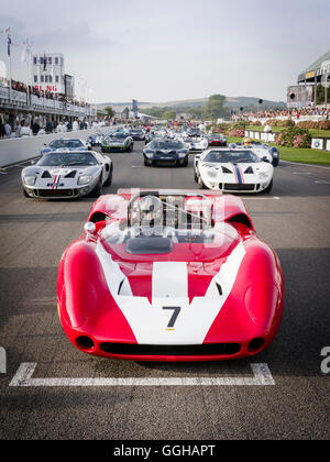 1966 Chevrolet-Lola T70 Mk2 Spyder, Goodwood Revival 2014, Rennsport, Oldtimer, Goodwood, Chichester, Sussex, England, Gre Stockfoto