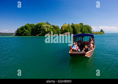 Fähre zur Roseninsel, Starnberger See, Oberbayern, Bayern, Deutschland Stockfoto