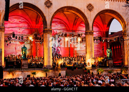 Orchester in Feldherrnhalle während Klassik bin Odeonsplatz Konzerte, München, Upper Bavaria, Bavaria, Germany Stockfoto