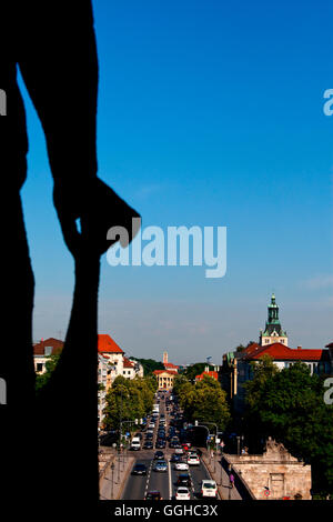 Blick von der Aussichtsplattform Friedensengel, Upper Bavaria, Bavaria, Germany, München, Bogenhausen, Prinzregentenstraße Stockfoto