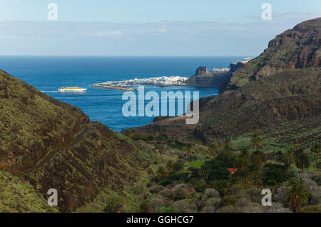 Barranco de Guayedra, Fähre und den Hafen, Puerto de Las Nieves, in der Nähe von Agaete, natürliche zu bewahren, Parque Natural de Tamadaba, UNESCO Stockfoto