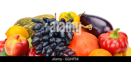 Obst und Gemüse isoliert auf weißem Hintergrund Stockfoto