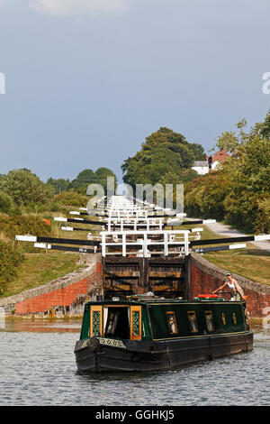 Caen Hill Locks, Kennet und Avon Kanal, Devizes, Wiltshire, England, Großbritannien Stockfoto