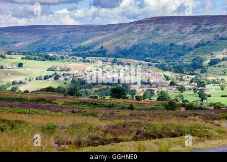 Blick von den Mauren Reeth, Swaledale, North Yorkshire. Stockfoto