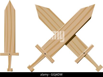 Kinder Holzschwertern Stock Vektor