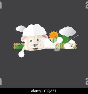 Niedlichen Schafe-Portrait-Vektor-Illustration Stock Vektor
