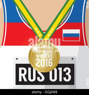 Top-Medaille Sieger 2016 Sport Wettbewerb Konzept Vektor-Illustration Stock Vektor