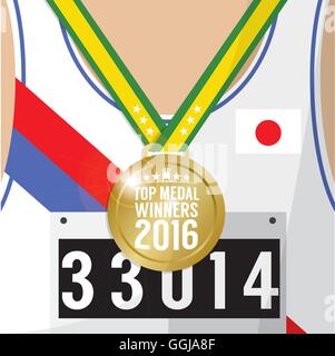 Top-Medaille Sieger 2016 Sport Wettbewerb Konzept Vektor-Illustration Stock Vektor