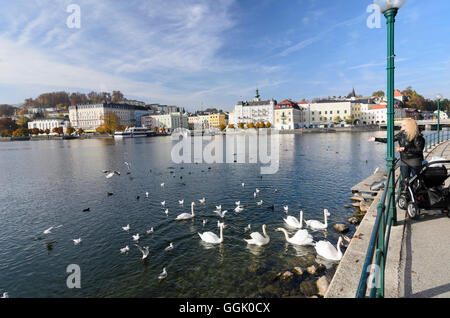 Gmunden: Downtown Lake Traunsee, Österreich, Oberösterreich, Oberösterreich, Salzkammergut Stockfoto