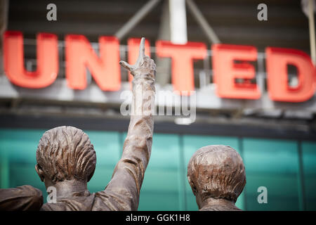 Manchester united Holy Trinity Matt Busby Sculpte Statue Künstler kreative Designer entworfen, Handarbeit gefertigt erstellt aus Stockfoto