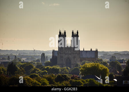 Beverley Minster in Beverley, East Riding of Yorkshire Landschaft Sonnenaufgang Exemplar gotische Geschichte historisch wichtige signifikante Stockfoto