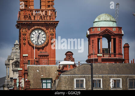 Uhrturm Manchester Palace Hotel Oxford Street, nahe Detail Geschichte historisch bedeutende Wahrzeichen Grade II * li Stockfoto