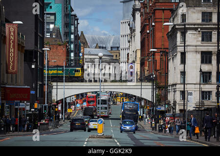 Bus Busse Manchester Oxford Road Bus Korridor gestoppt Doppeldecker einzelne Flotte Trainer Unternehmen Flotte Livree Wilmslow Road bus Stockfoto