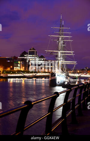 Blick von den Docklands über Liffey River, Dublin, Irland Stockfoto