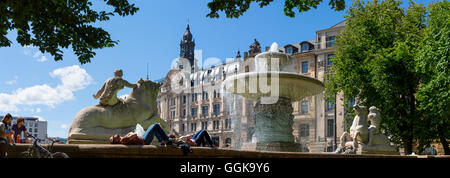 Wittelsbacher Brunnen am Platz Lenbach, München, Upper Bavaria, Bavaria, Germany Stockfoto