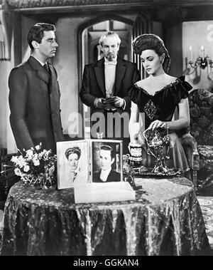 DAS BILDNIS DES DORIAN GRAY / The Picture of Dorian grau USA 1945 / Albert Lewin Szene Mit PETER LAWFORD (David Stone), GEORGE SANDERS (Lord Henry Wotton) Und DONNA REED (Gladys Hallward). Regie: Albert Lewin aka. Bildnis des Dorian Gray Stockfoto