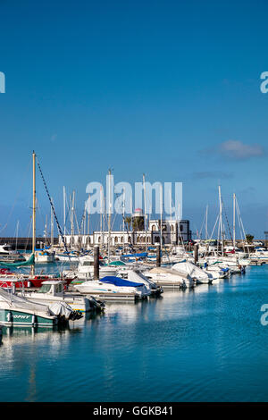Neuer Hafen, Marina Rubicon, Playa Blanca, Lanzarote, Kanarische Inseln, Spanien Stockfoto