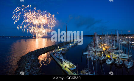 Feuerwerk auf der Kieler Woche, Kieler Förde, Schilksee, Kiel, Schleswig-Holstein, Deutschland Stockfoto