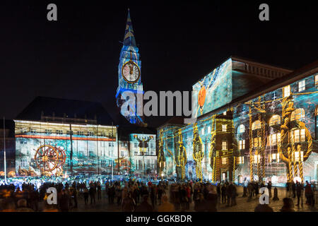 Festival der Lichter Kiel, Kieler Rathaus, Theater Kiel, Kiel, Schleswig-Holstein, Deutschland Stockfoto