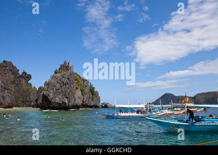 Schnorcheln in den Schären Bacuit in der Nähe von El Nido, Palawan Island, South China Sea, Philippinen, Asien Stockfoto