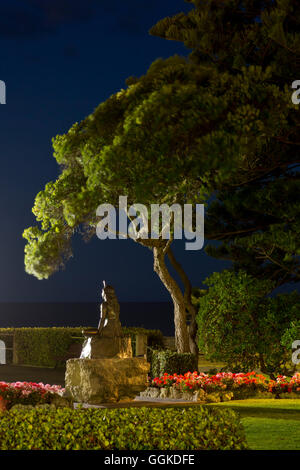 Statue von Pania des Riffs unter einem Baum in der Nacht, Napier, Hawkes Bay, North Island, Neuseeland Stockfoto