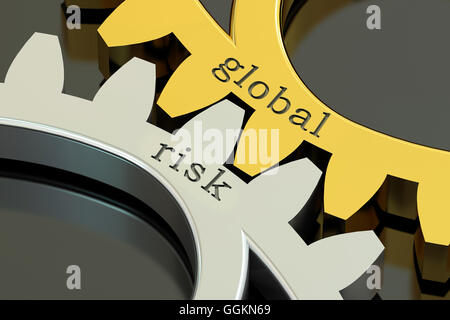 Global Risk-Konzept auf die Zahnräder, 3D rendering Stockfoto