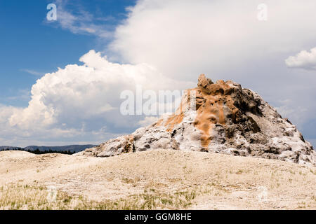 Weiße Kuppel Geysir ruhenden Yellowstone Nationalpark geothermische Aktivität Stockfoto