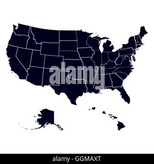 Die Karte von Amerika Staaten inmitten Stock Vektor