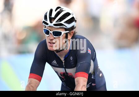 Rio De Janeiro, Brasilien. 6. August 2016. Geraint Thomas (GBR) sieht enttäuscht, als er fertig ist. Mens-Straßenrennen. Mit dem Fahrrad. Copacabana Strand. Rio De Janeiro, Brasilien. 6. August 2016. Bildnachweis: Sport In Bilder/Alamy Live-Nachrichten Stockfoto