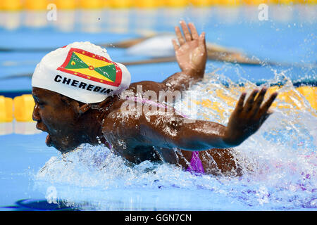 Rio De Janeiro, Brasilien. 6. August 2016. Olympic Aquatics Stadion, Barra Olympiapark, Rio De Janeiro. 6. August 2016. Rio Olympischen Sommerspiele, schwimmen. Oreoluwa Cherebin (Grn) - 100m Schmetterling Credit: Action Plus Sport/Alamy Live News Stockfoto
