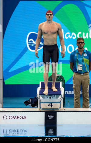 Rio De Janeiro, Brasilien. 6. August 2016. Adam torfigen (GRB) bricht die Welten-Rekord bei der Herren 100m Brust in seinem Vorlauf bei den Olympischen Sommerspielen 2016. Bildnachweis: PCN Fotografie/Alamy Live-Nachrichten Stockfoto