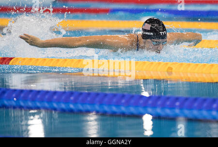 Rio De Janeiro, RJ, Brasilien. 6. August 2016. Olympia Schwimmen: Dana Vollmer (USA) schwimmt in der Frauen 100m Schmetterling Halbfinale an Olympics Aquatics Stadion während der Spiele 2016 in Rio Olympischen Sommerspiele. © Paul Kitagaki Jr./ZUMA Draht/Alamy Live-Nachrichten Stockfoto