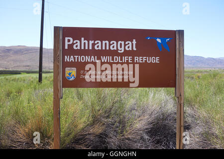 Pahranagat National Wildlife Refuge Schild. USA Stockfoto
